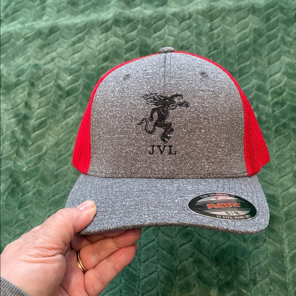 FIREBALL Whiskey Hat Cap Red Gray New Flexfit S/M